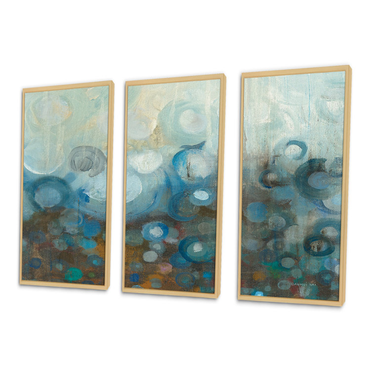 DesignArt Blue And Bronze Dots On Glass I Framed On Canvas 3 Pieces Painting Wayfair Canada